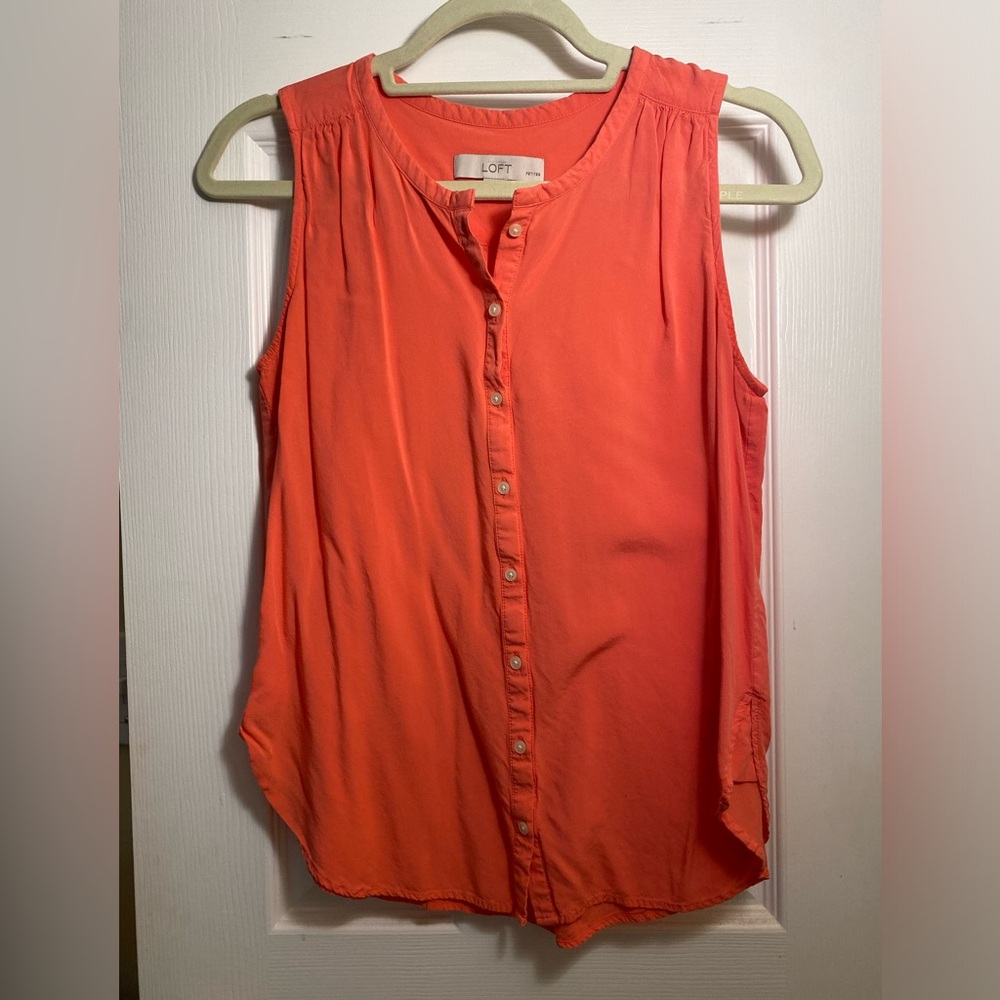 Coral Button-up petite tank LOFT